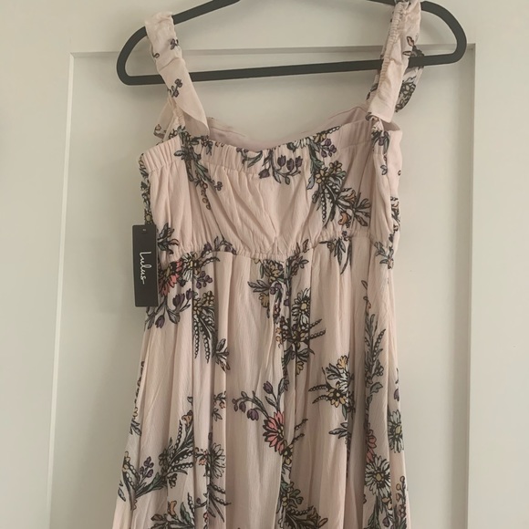 NWT Lulu’s Pink Floral Print Off Shoulder Dress LG - Picture 9 of 9